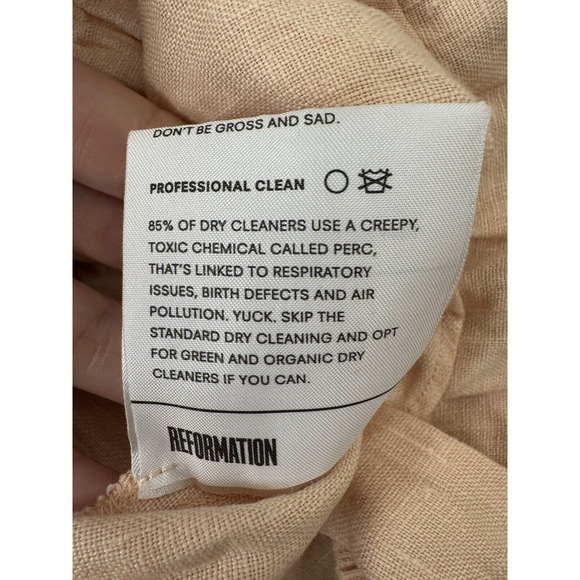 Reformation Pink Peach Linen Crop Top Preppy Coquette Summer Vacation Beachy 6 - Picture 6 of 7